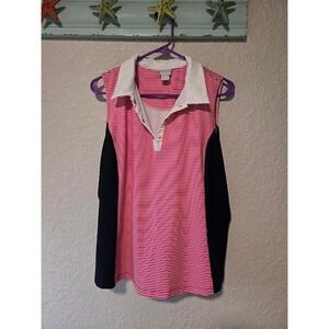 Zenergy by Chico's Dark Pink Striped Tank Top